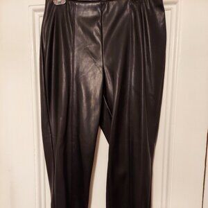 NWT J. Jill Black Faux Leather Pull On Pants size M
